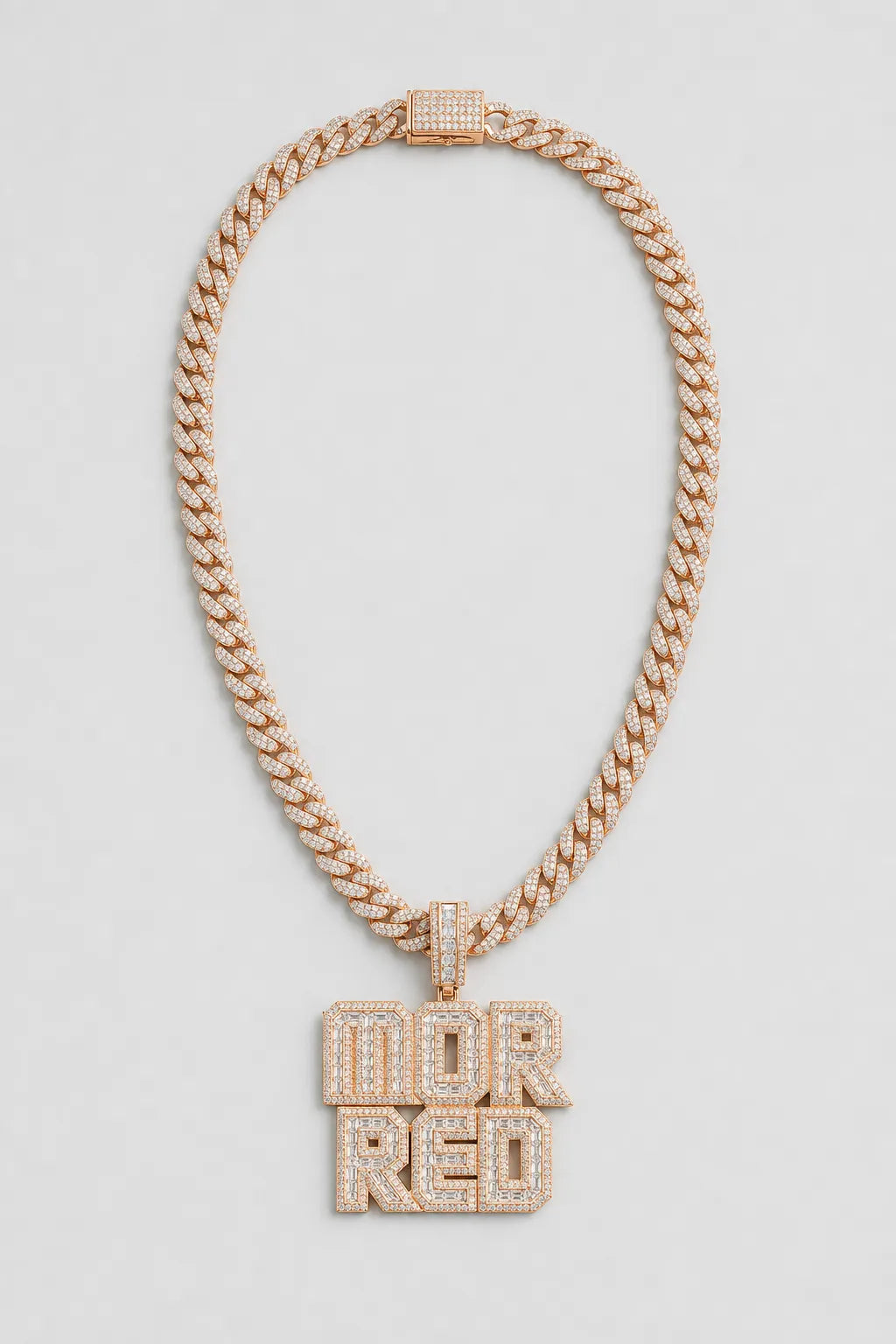 baguette name chain — Rose gold-tone — colour