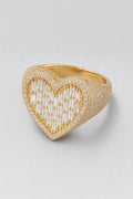 Bague coeur diamant — sur fond gris - couleur Or