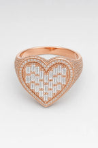 Bague coeur diamant — sur fond gris - couleur Rose