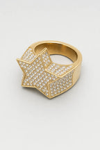 Bague étoile rappeur Gazo — sur fond gris - couleur Or