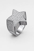 Bague étoile rappeur Gazo — sur fond gris - couleur Argent