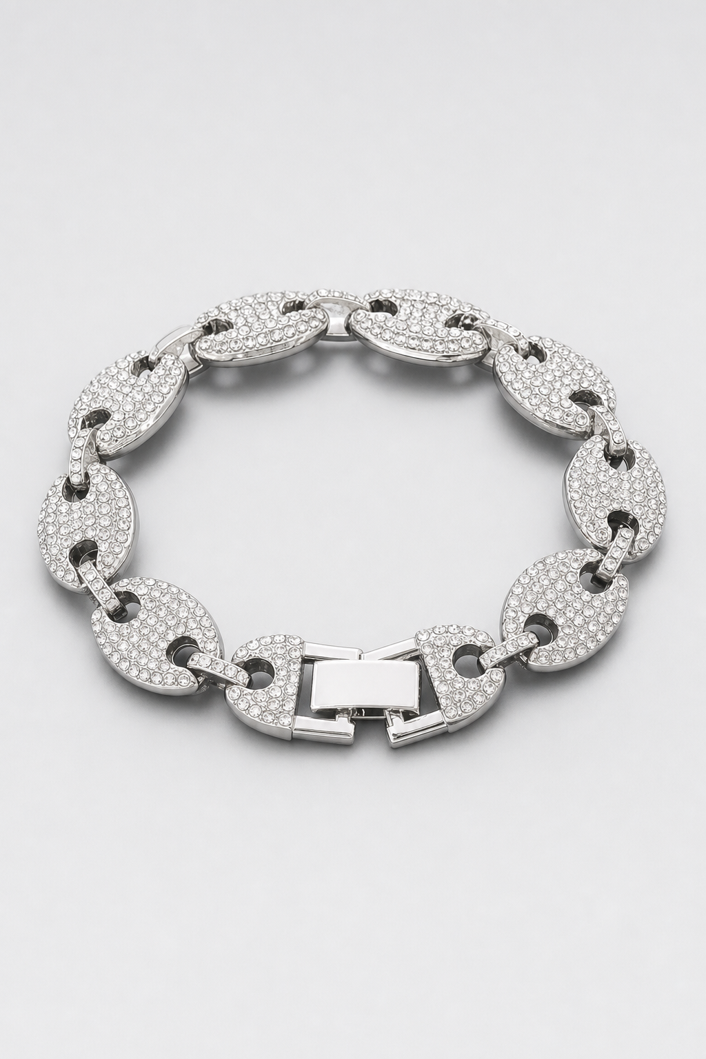 Bracelet graine de café diamant — sur fond gris - couleur Argent