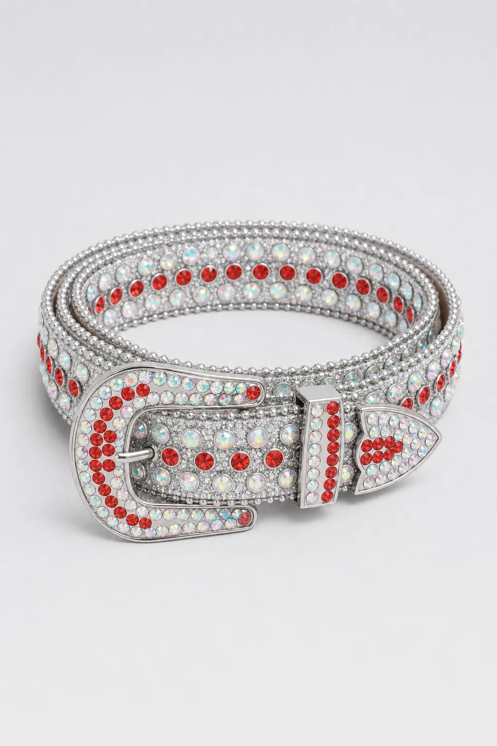 Ceinture strass argent — sur fond gris