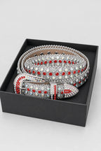 Ceinture strass argent — sur présentoir noir mat