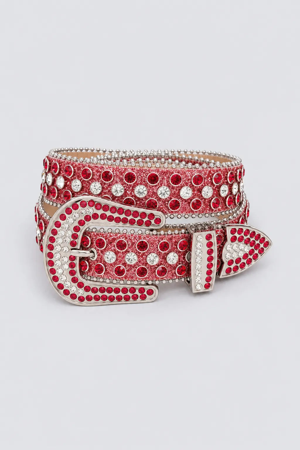 Ceinture strass rose — sur fond gris