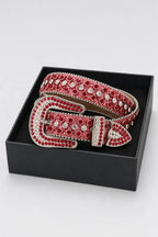 Ceinture strass rose — sur présentoir noir mat