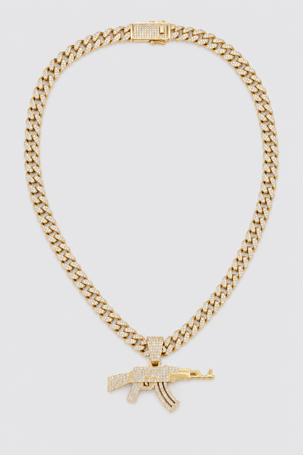 Chaine ak47 — sur fond gris — couleur Or