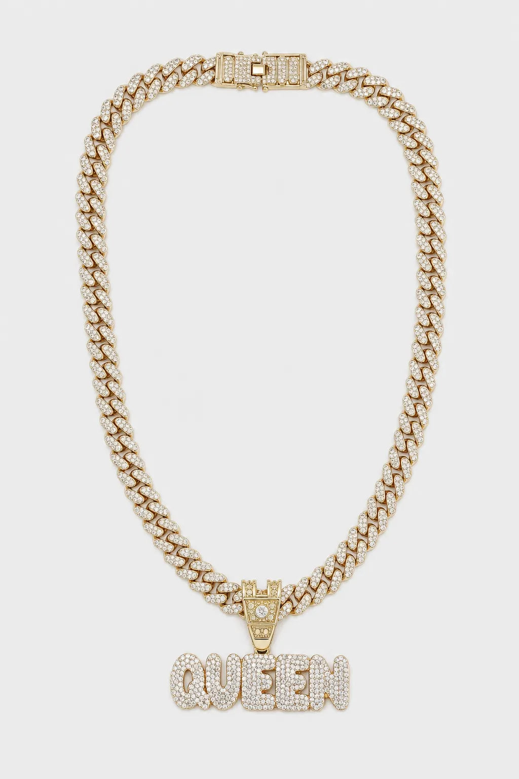 Chaine Queen — sur fond gris — couleur Or