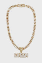 Chaine Queen — sur fond gris — couleur Or