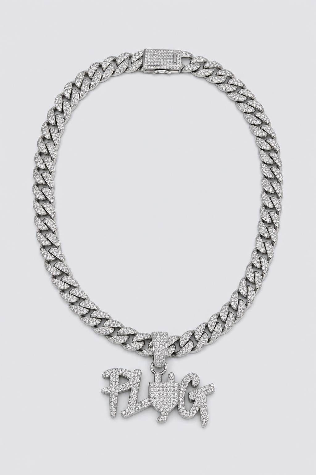 Chaine rappeur us — couleur Argent sur fond gris