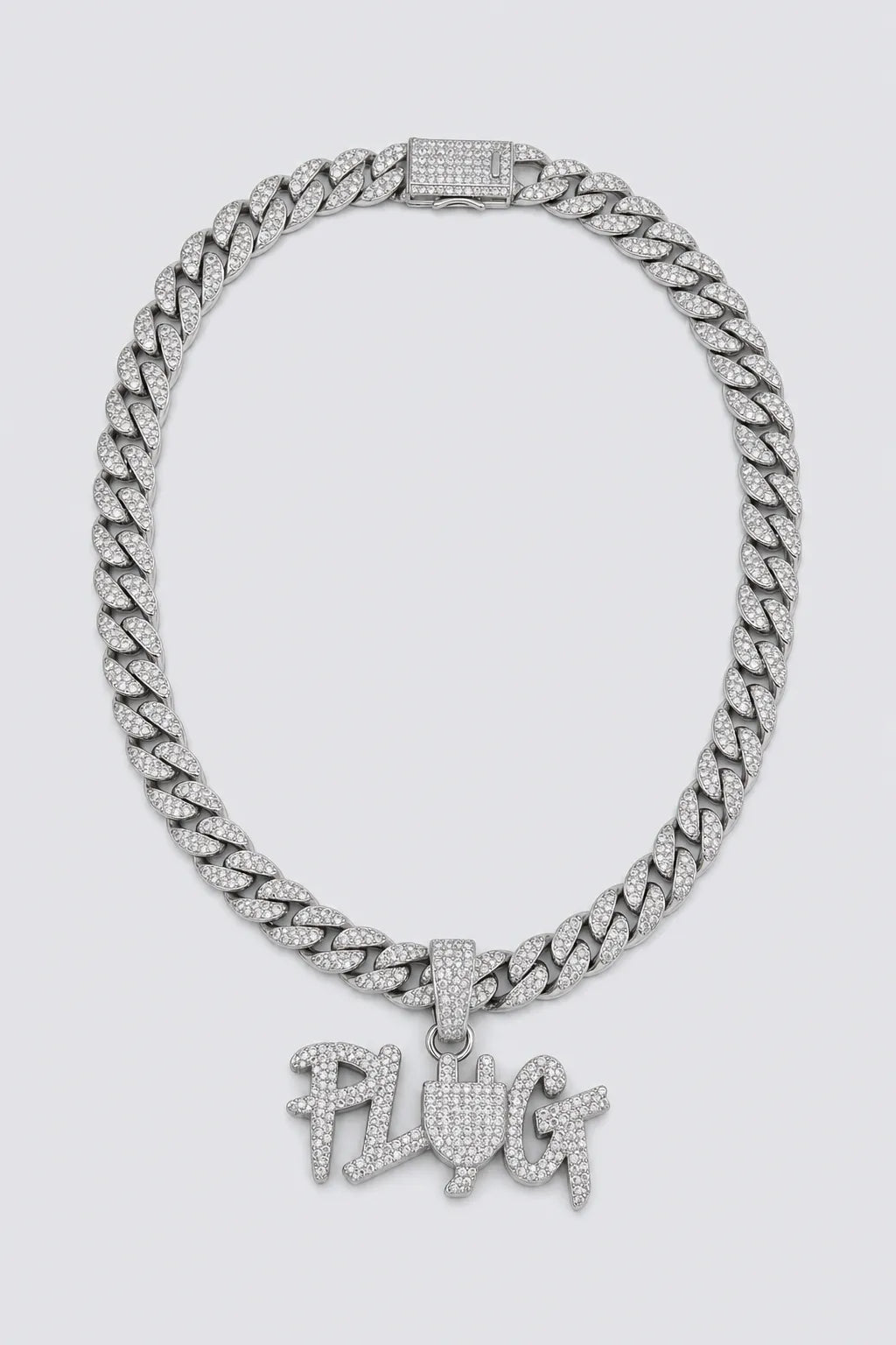 Chaine rappeur us — couleur Argent sur fond gris