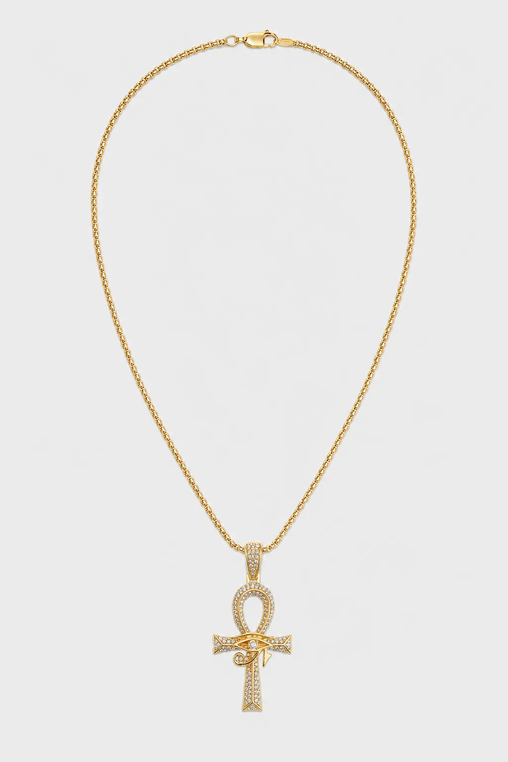 Collier croix ankh — sur fond gris — couleur Or