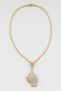 Collier doigt d'honneur — couleur Or sur fond gris