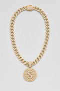 Collier Dollar bling bling — variante Or sur fond gris