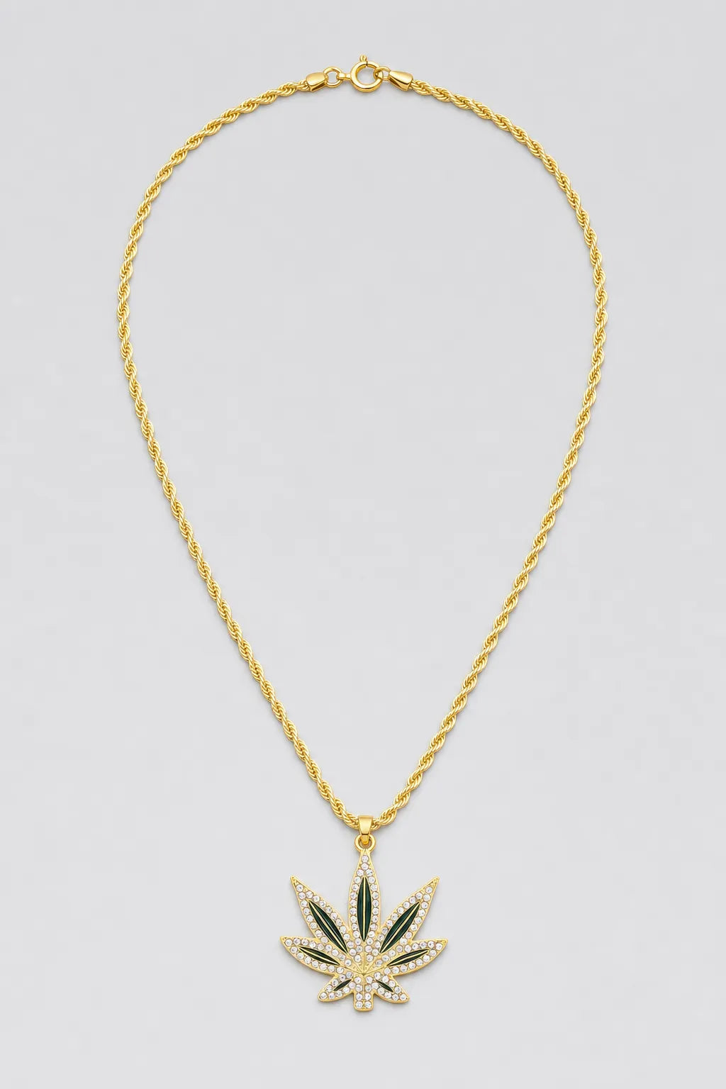 Collier Weed — variante Or sur fond gris