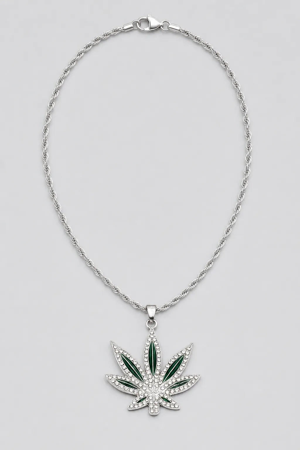 Collier Weed — variante Argent sur fond gris