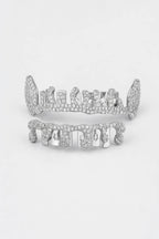 Flame grillz — sur fond gris - couleur Silver Set