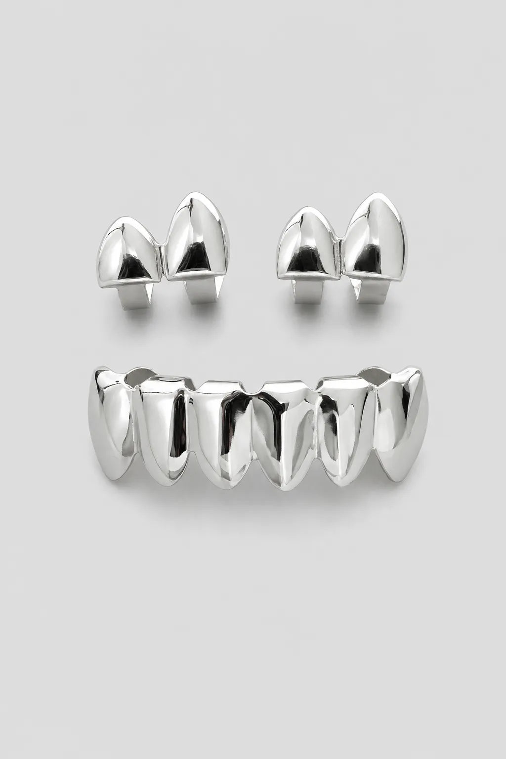 Grillz aesthetic — sur fond gris - couleur 3Pcs Argent
