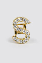 Grillz letters — sur fond gris - Or - lettre S