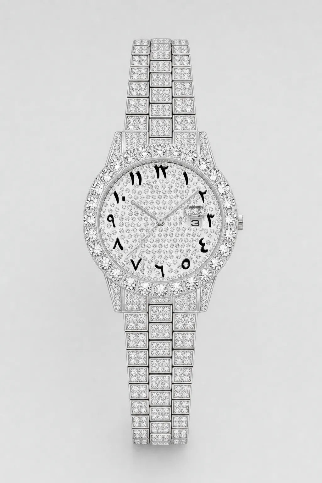 Montre chiffre indien — variante Argent sur fond gris