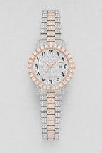 Montre chiffre indien — variante Argent Or rose sur fond gris