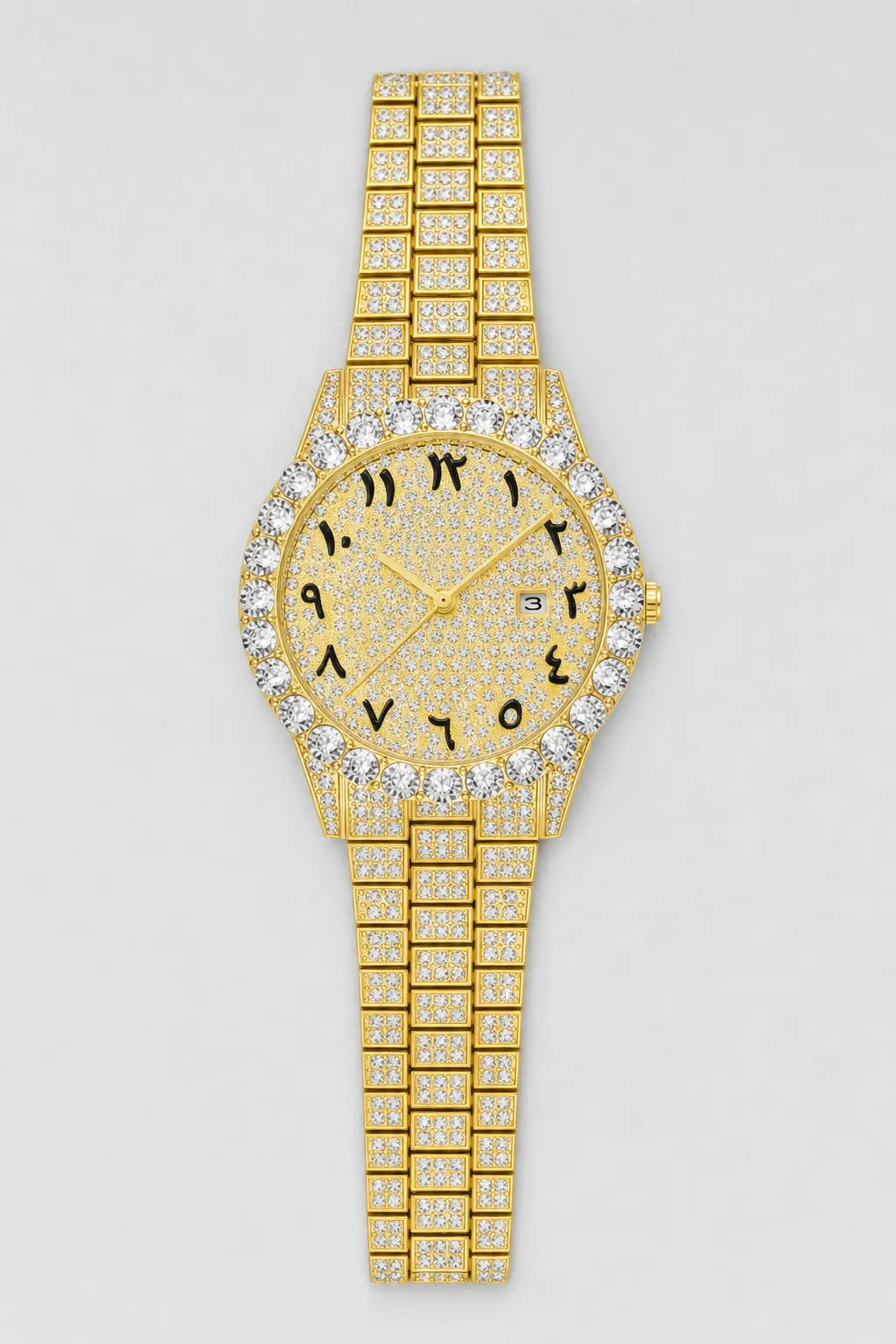 Montre chiffre indien — variante Or sur fond gris