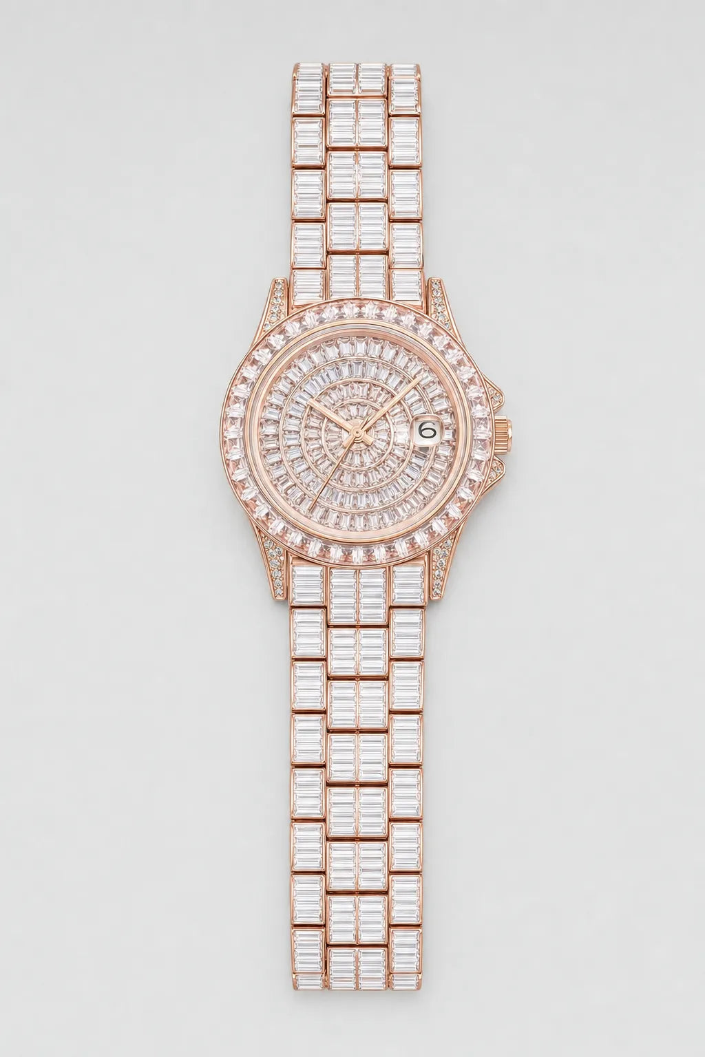 Montre drip — variante Rose-Or sur fond gris
