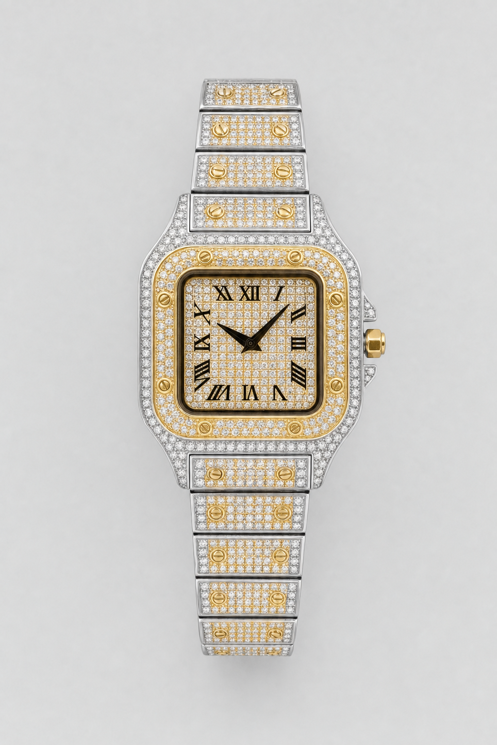 Montre full VVS — variante Or/Argent sur fond gris