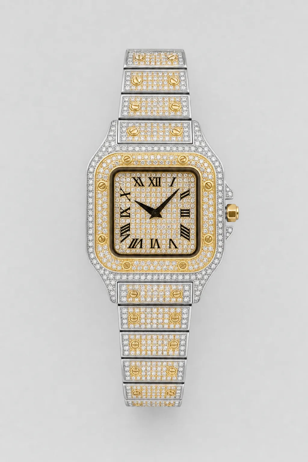 Montre full VVS — variante Or/Argent sur fond gris