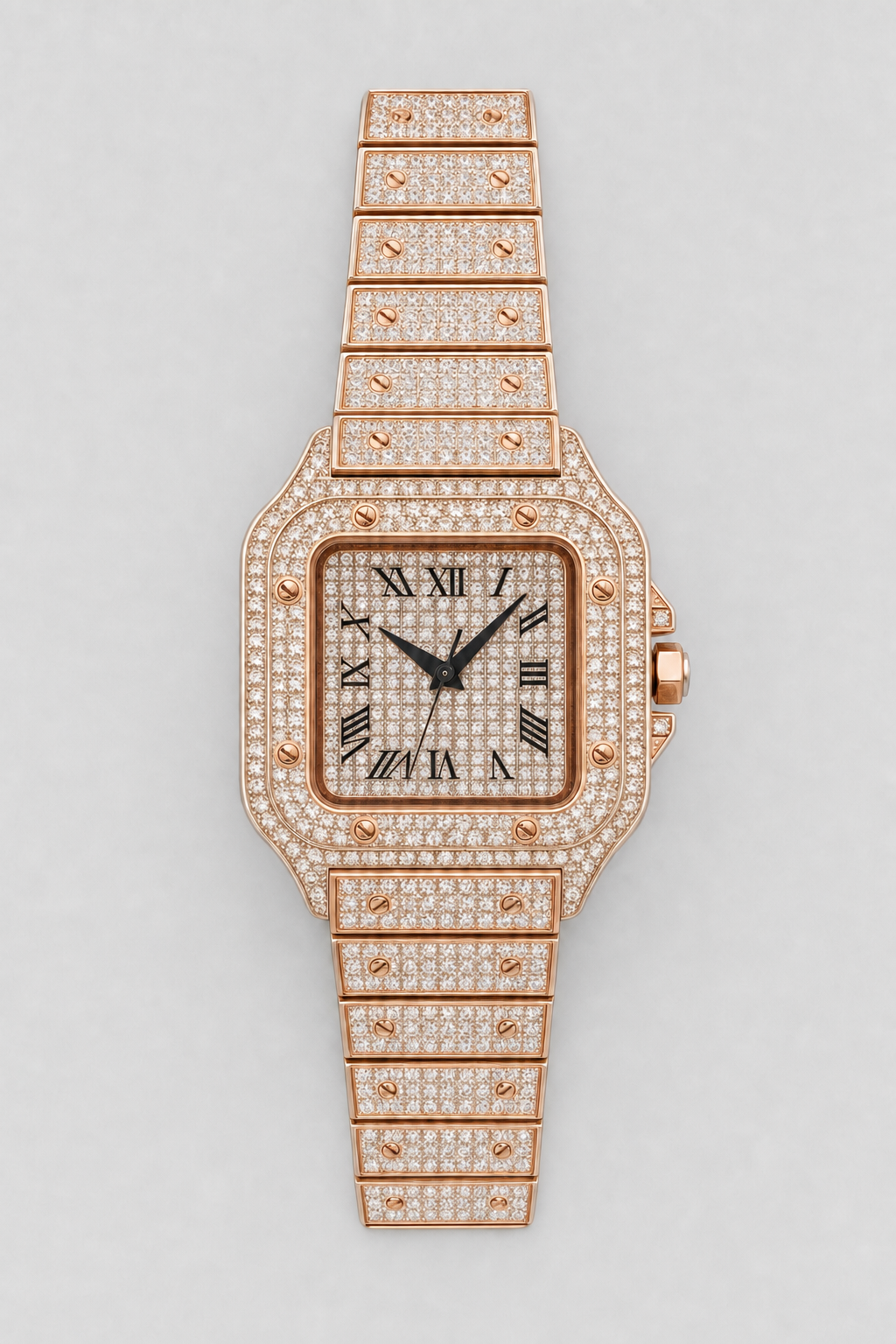 Montre full VVS — variante Or rose sur fond gris
