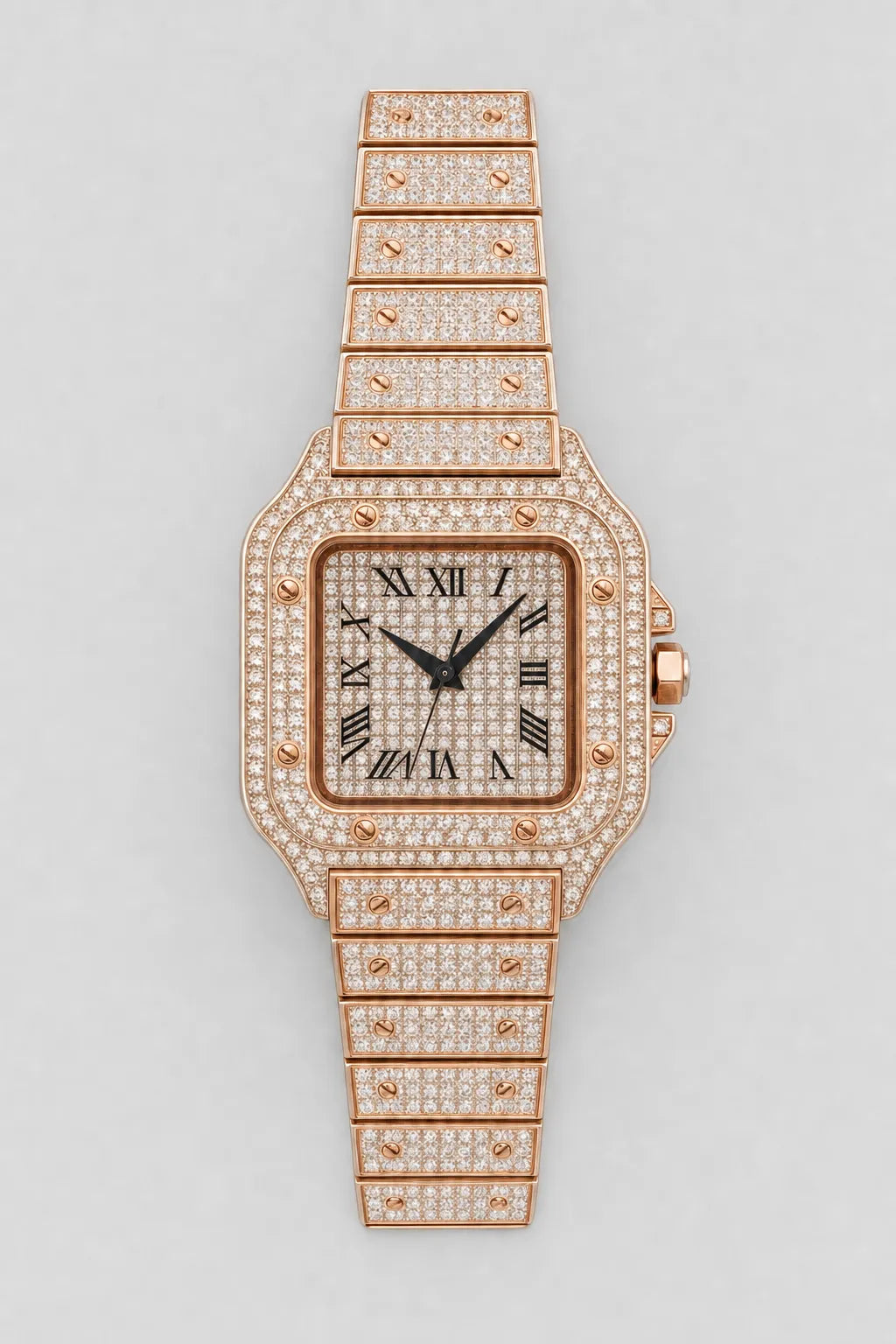 Montre full VVS — variante Or rose sur fond gris