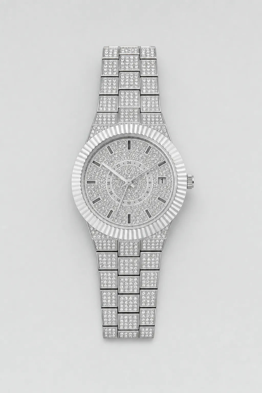 Montre La Fouine — variante Argent sur fond gris