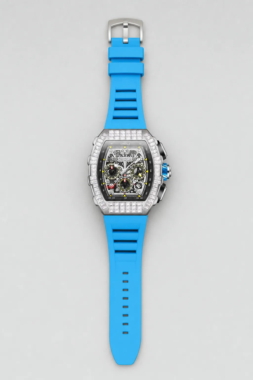 Montre Maes — variante Argent bleu sur fond gris