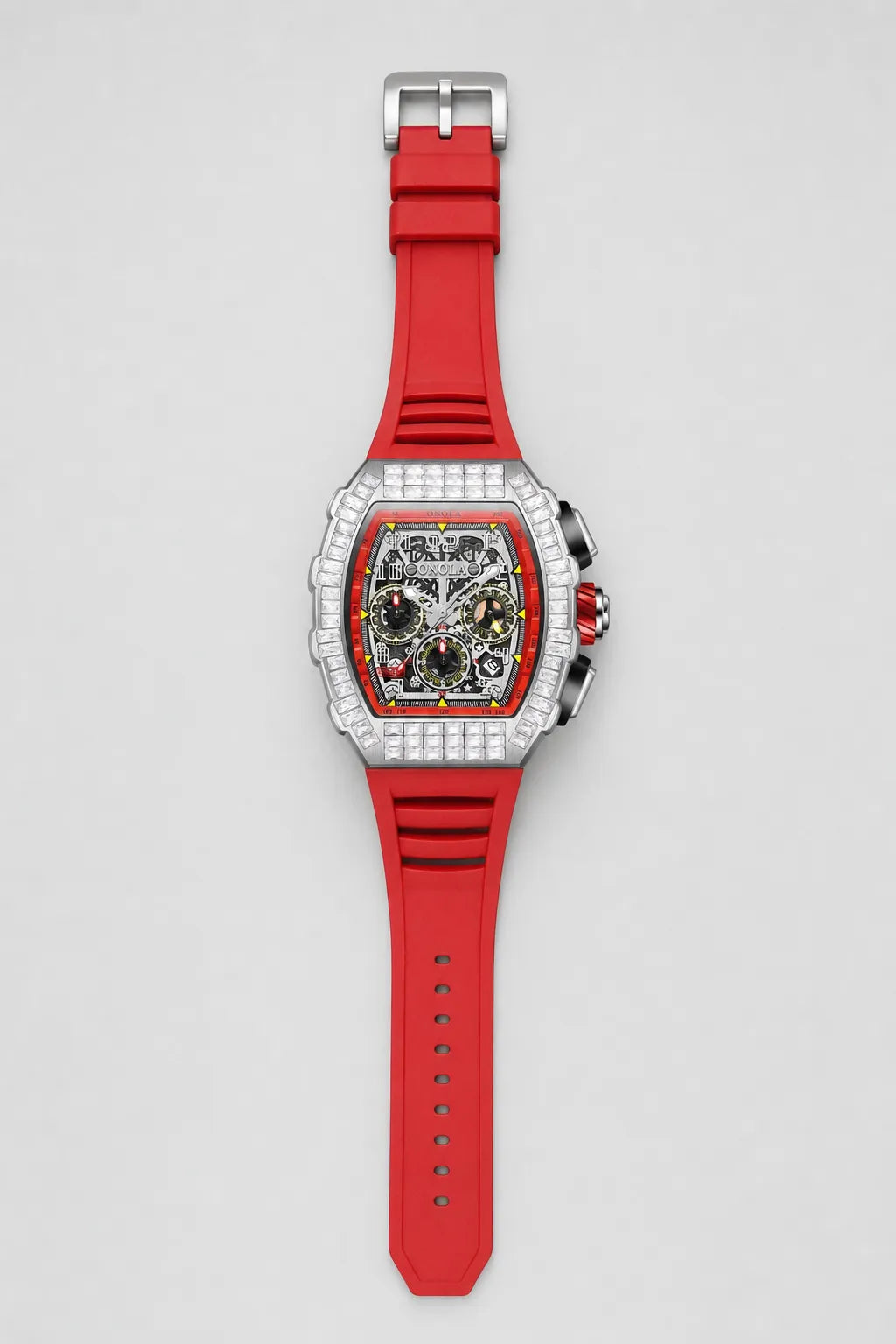 Montre Maes — variante Rouge sur fond gris