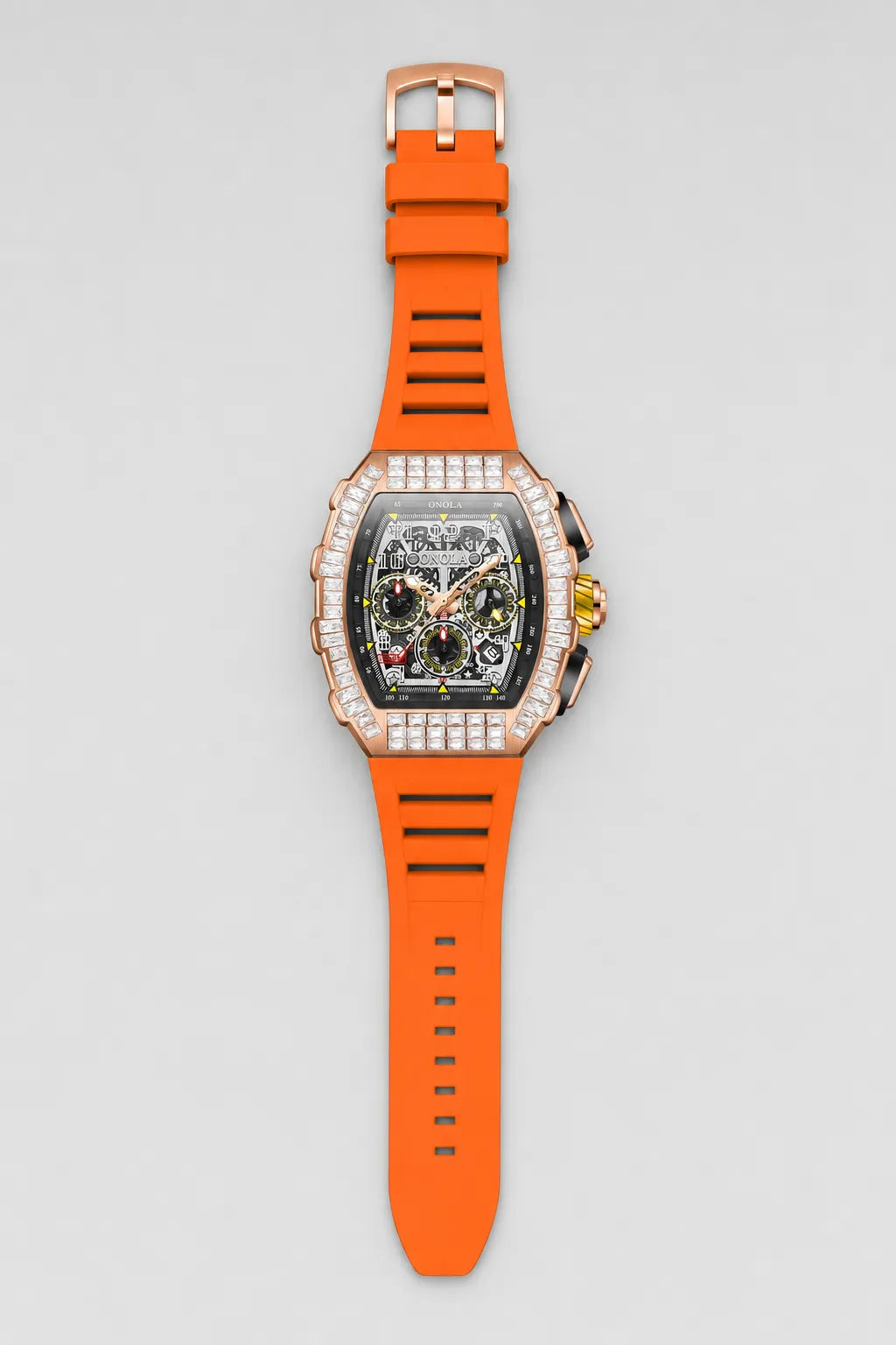 Montre Maes — variante Orange sur fond gris