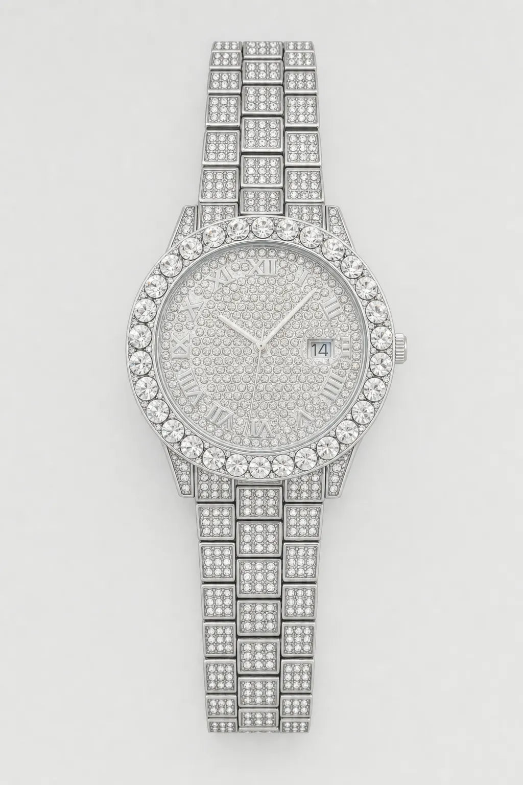 Montre Moissanite — variante Argent sur fond gris