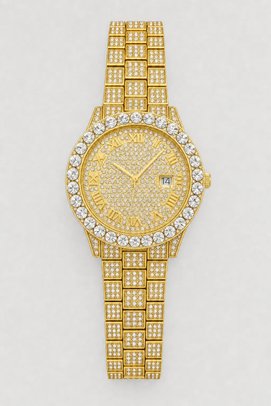 Montre Moissanite — variante Or sur fond gris