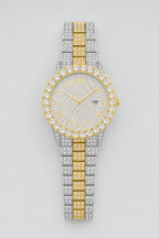 Montre Moissanite — variante Argent-Or sur fond gris