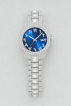 Montre rappeur en Diamant — variante Bleu-Argent sur fond gris
