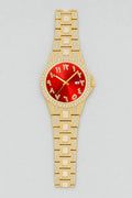 Montre rappeur en Diamant — variante Rouge-Or sur fond gris