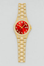 Montre rappeur en Diamant — variante Rouge-Or sur fond gris