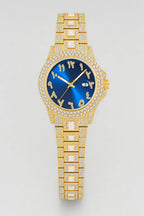 Montre rappeur en Diamant — variante Bleu-Or sur fond gris